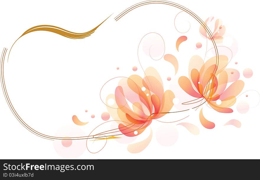 Vector image of fantastic flowers with swirls and space where you can place text. Vector image of fantastic flowers with swirls and space where you can place text