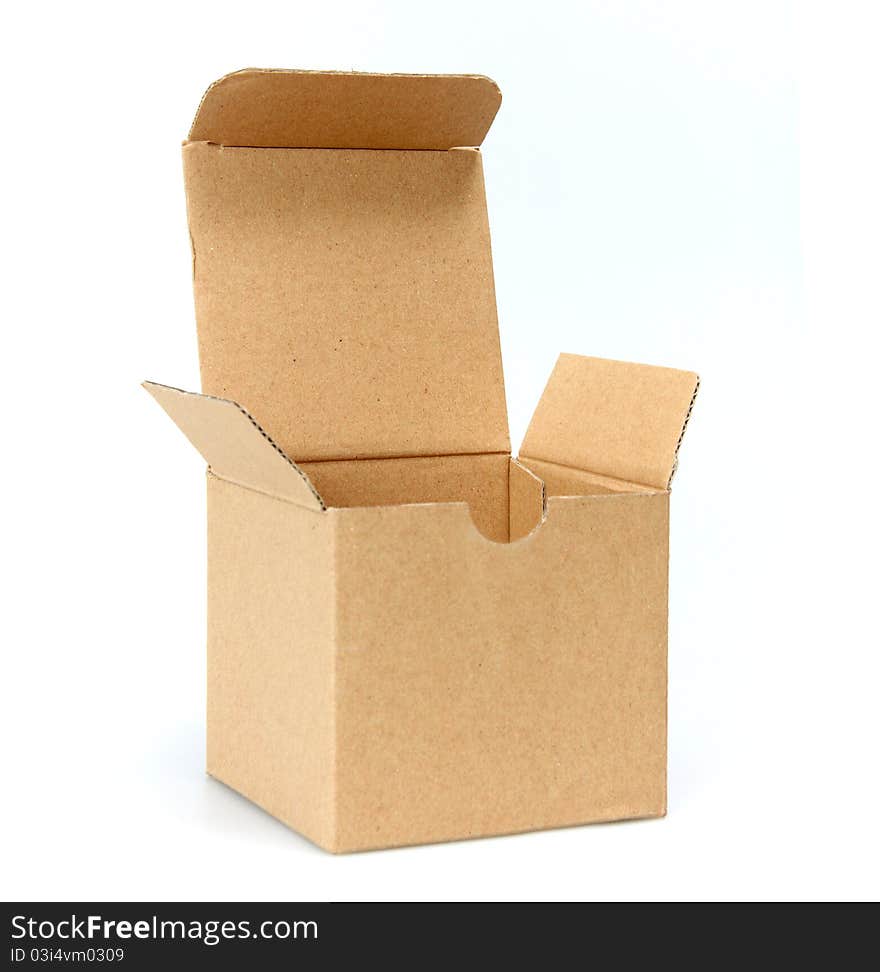 Open cardboard empty box isolated on white