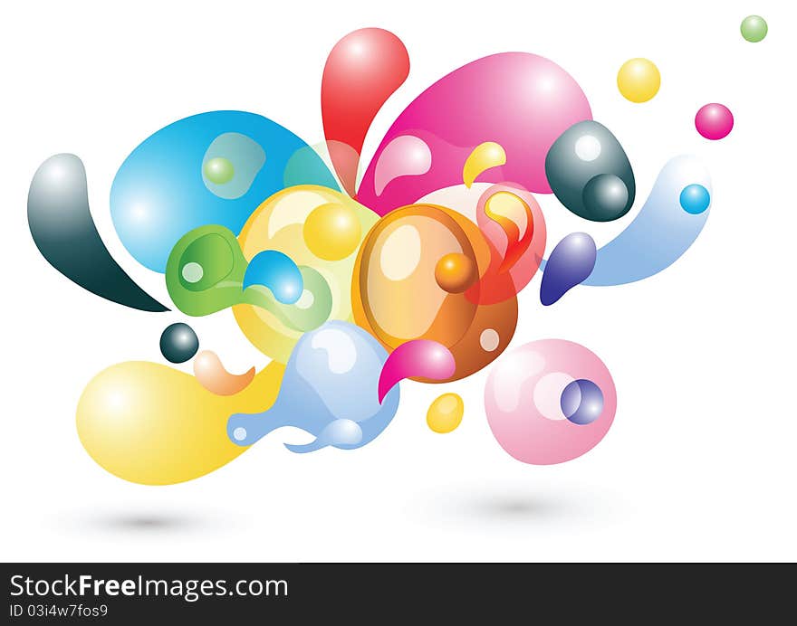 Background, consisting of abstract colored shapes and balls