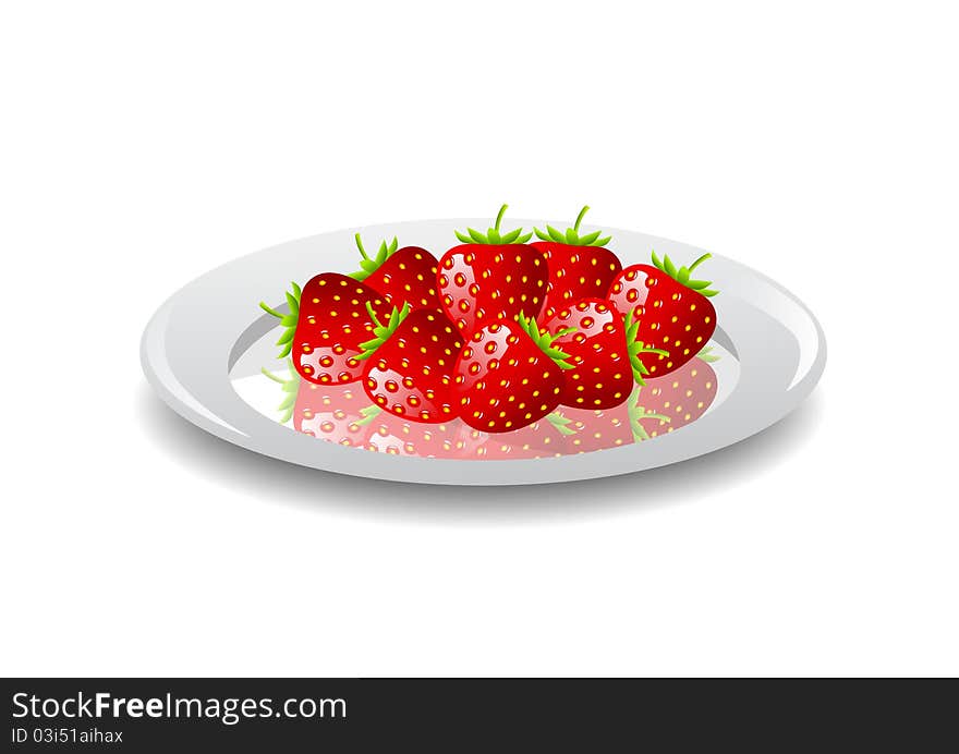 Strawberries on white porcelain plate. Strawberries on white porcelain plate