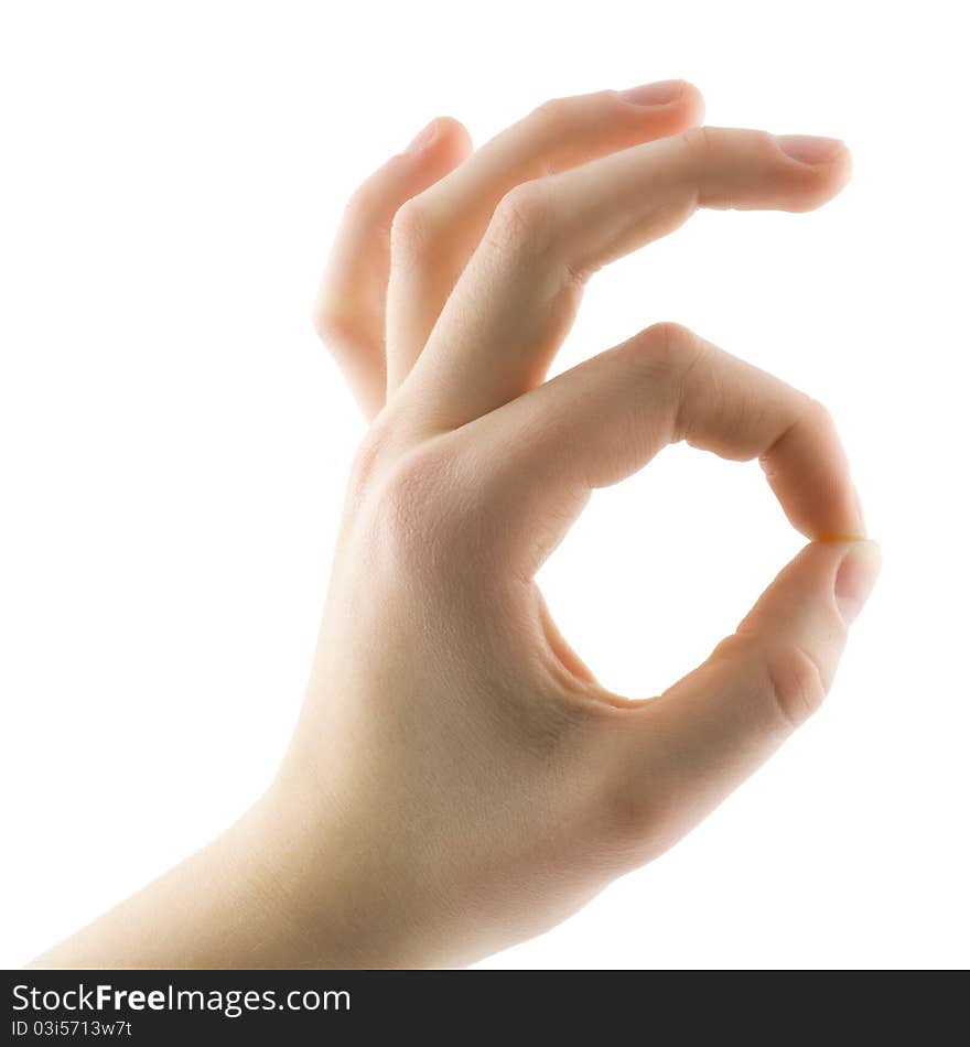 Gesture of the hand ok isolated on white