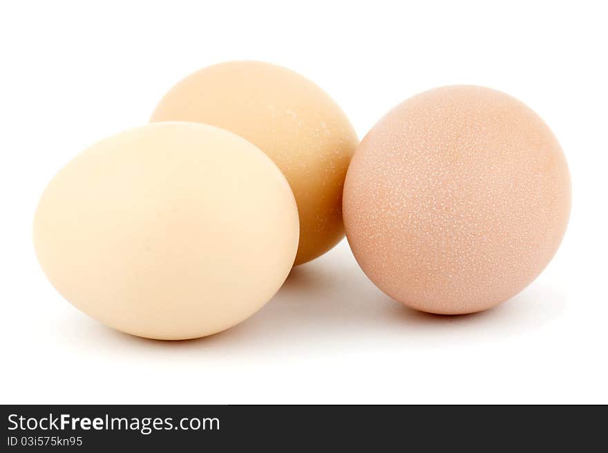 Hens eggs isolated on white