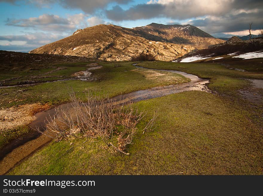 Spring mountain landscape in Corsica