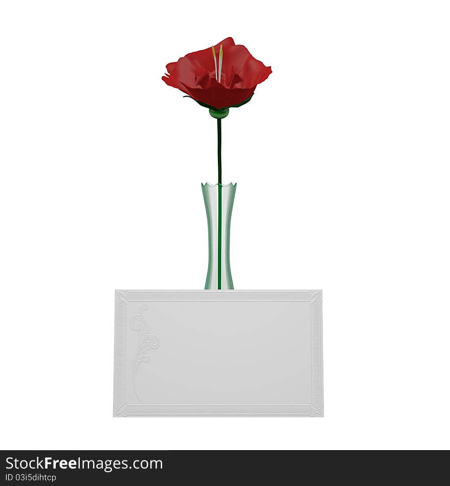 Flower, vase and card