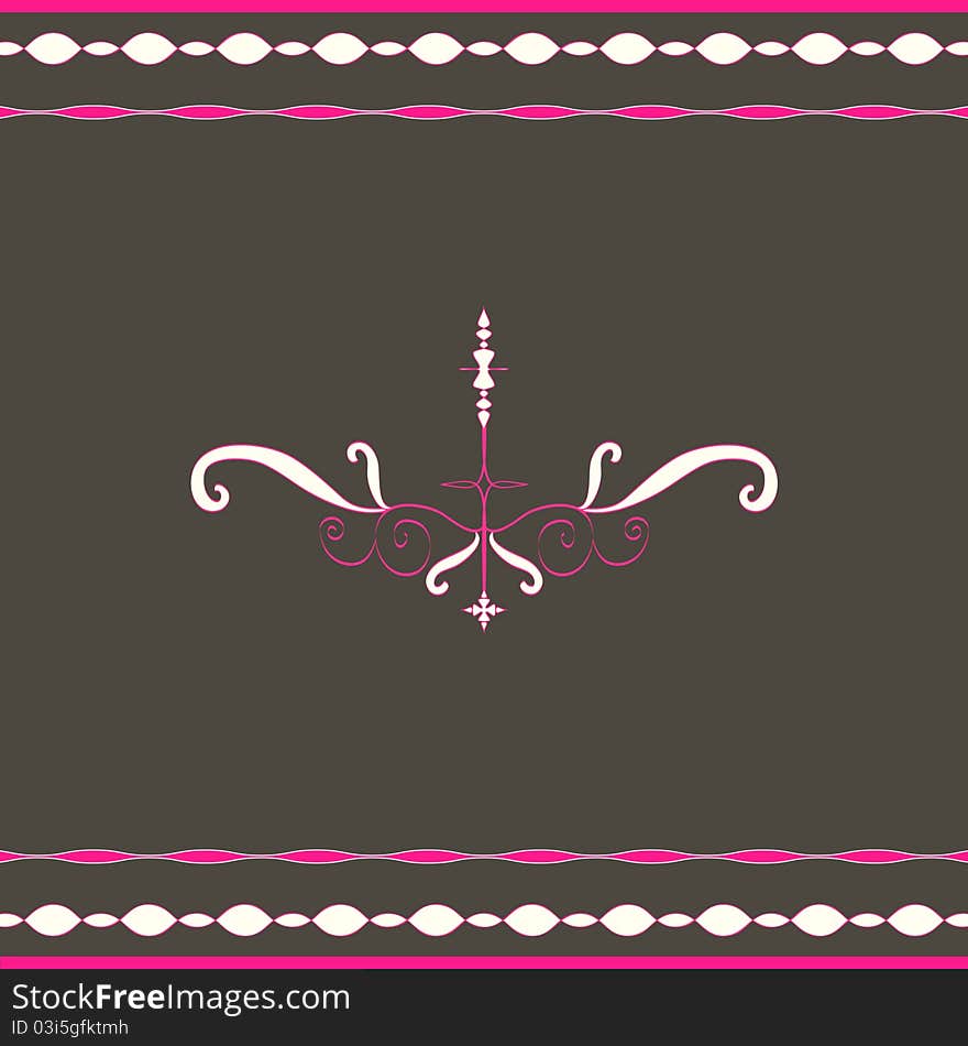 Ornamental design with artistic stripes pattern on grey