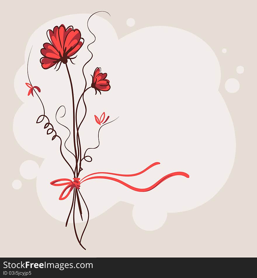 Red flower card background design. Red flower card background design