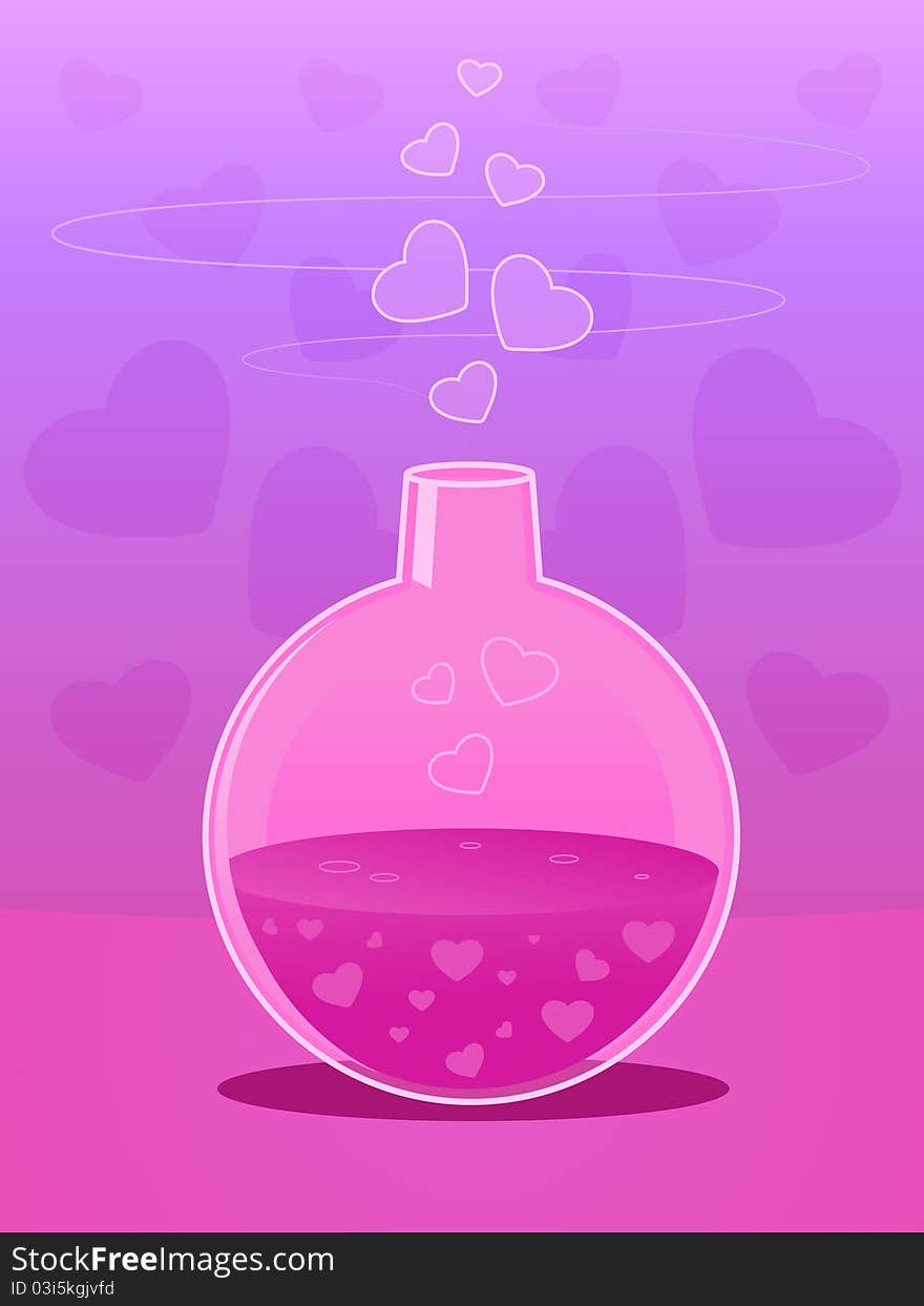 Love potion in a pink bottle