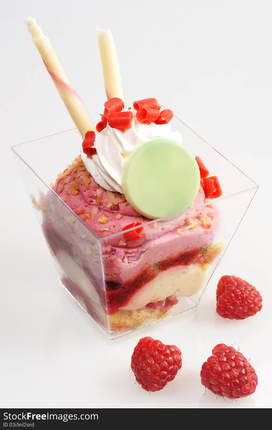 Fruit mousse with fresh raspberries. Fruit mousse with fresh raspberries