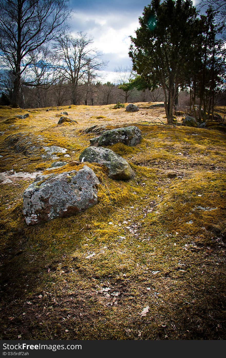 Stones on a field in Sweden