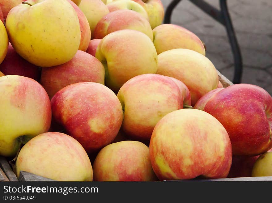 Wooden Crate of Fresh Apples From Orchard. Wooden Crate of Fresh Apples From Orchard