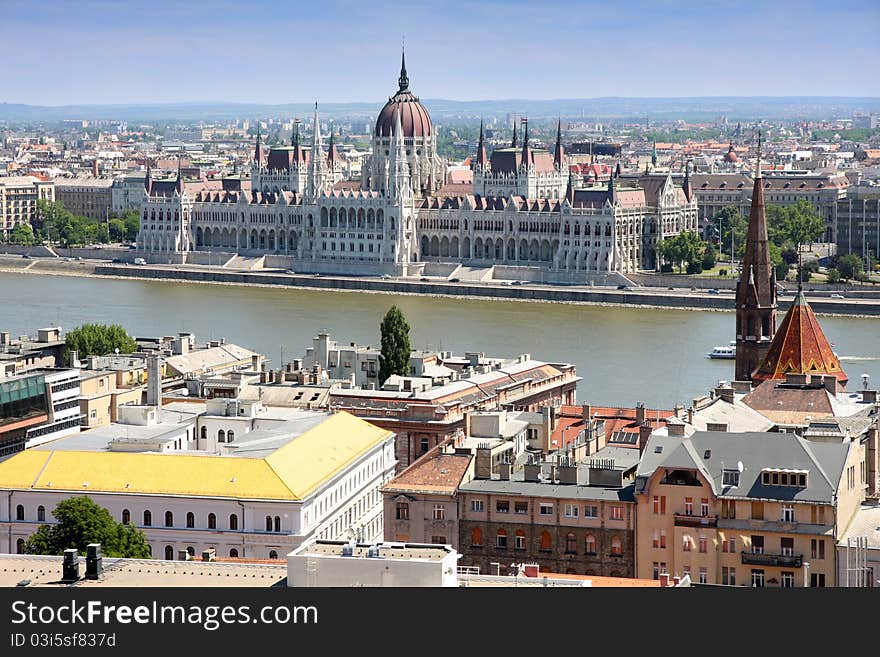 The parliament building in Budapest, Hungary