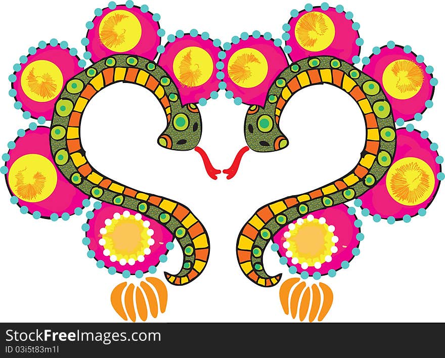 Illustration simply of a 2 snake in love. Illustration simply of a 2 snake in love