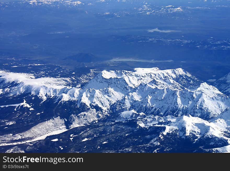 The Rocky Mountains from high above. The Rocky Mountains from high above.