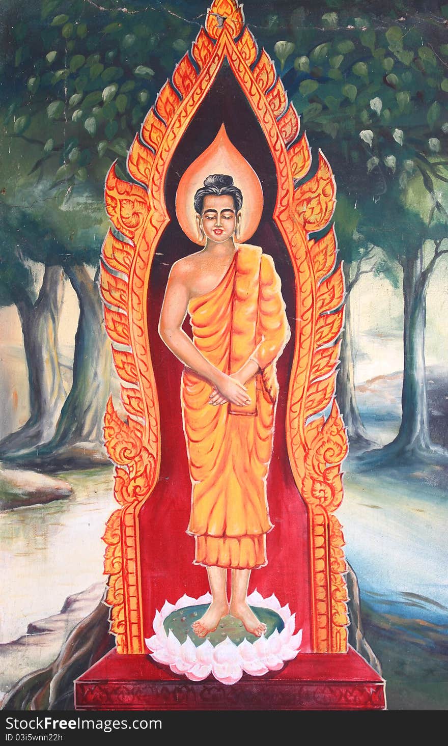 Mural of Buddha biography