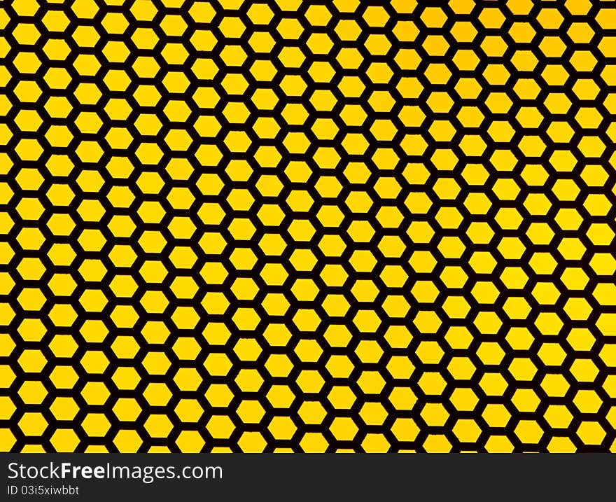 Hexagon design with a bright yellow background