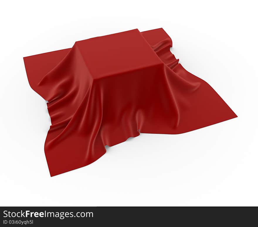 A box covered with a table cloth - 3d render