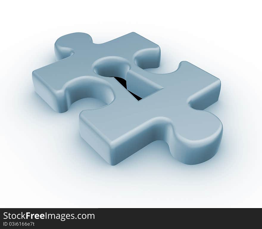 Jjigsaw puzzle piece keyhole - This is a 3d render illustration