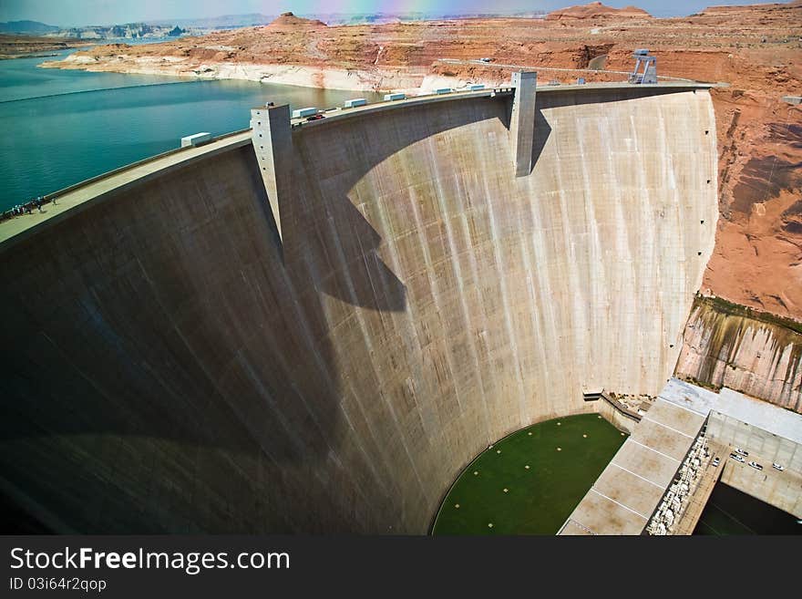 Glen Canyon Dam,hydroelectric power plant near Page at the colorado river. Glen Canyon Dam,hydroelectric power plant near Page at the colorado river