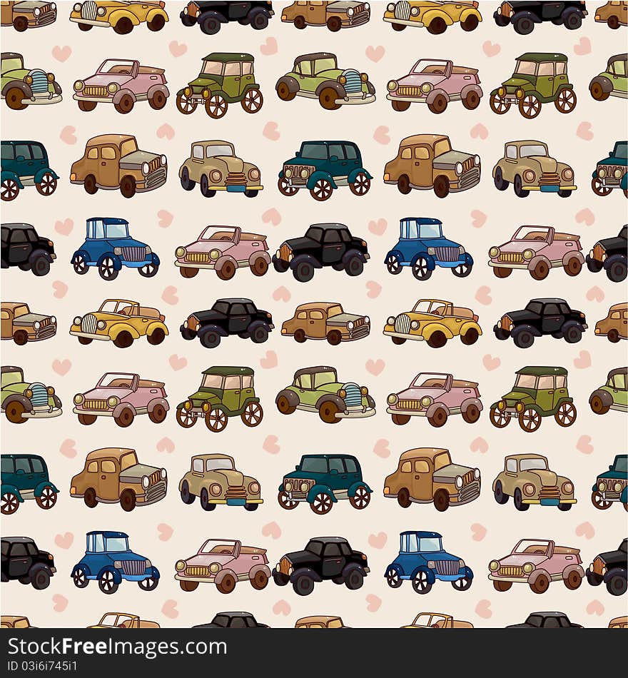 Seamless car pattern, drawing