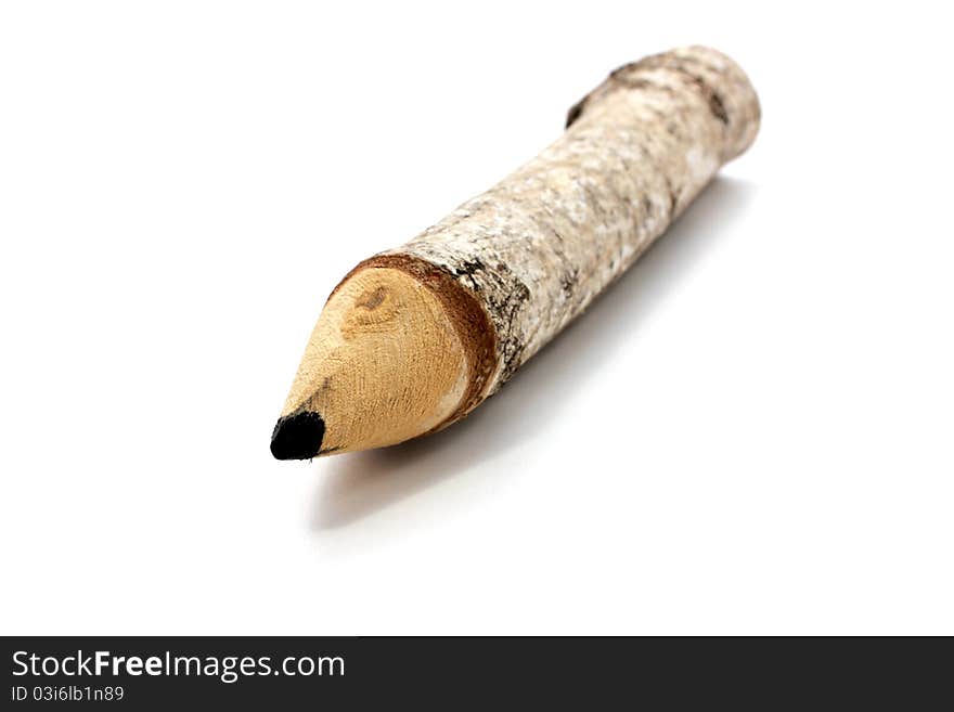 Big styled as birch wood pencil isolated on white