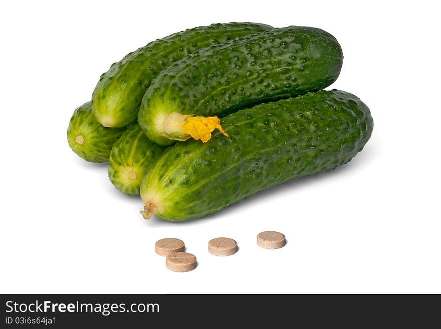 Some Fresh Cucumbers And Tablet