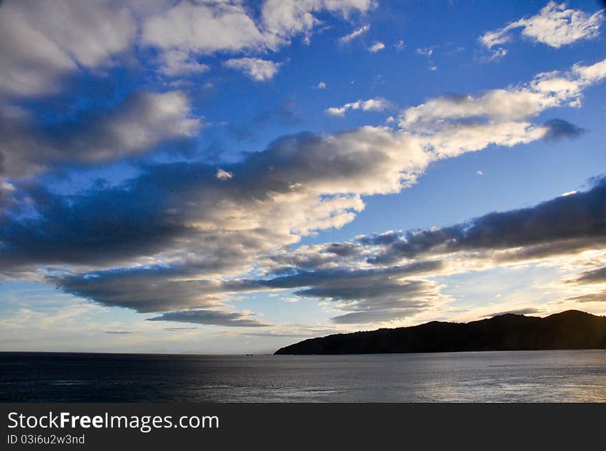 Sunset at Cook Strait from the ferry, New zealand. Sunset at Cook Strait from the ferry, New zealand