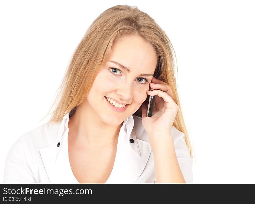 Attractive young business woman making a phone call