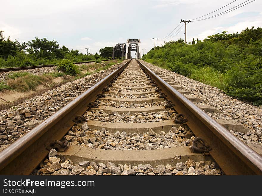 Railway Tracks In A Rural