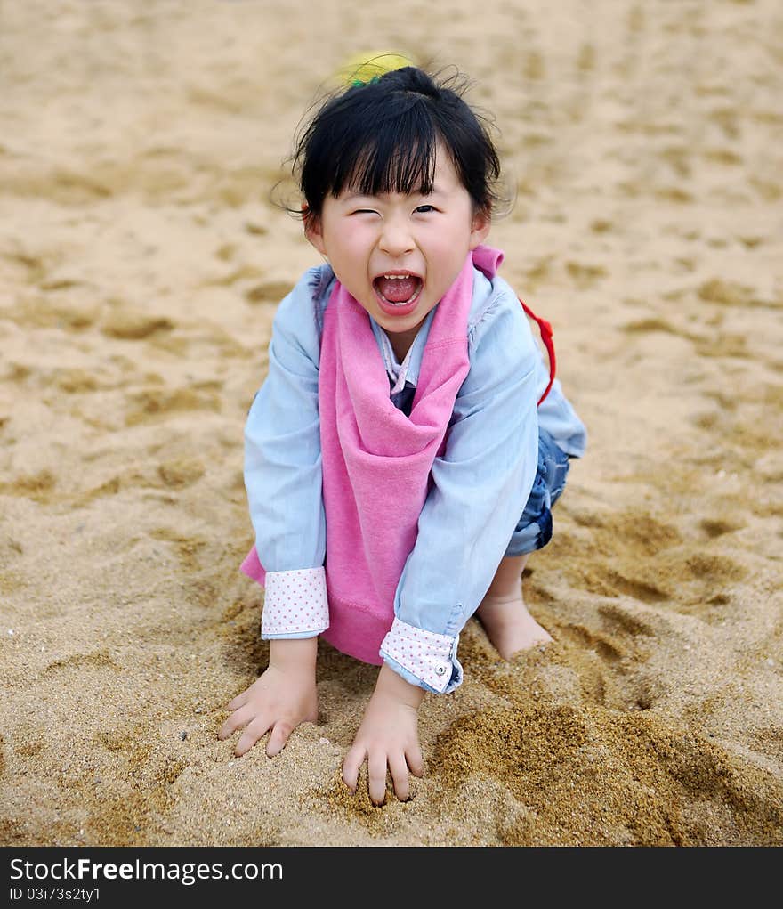 Chinese girl on the beach