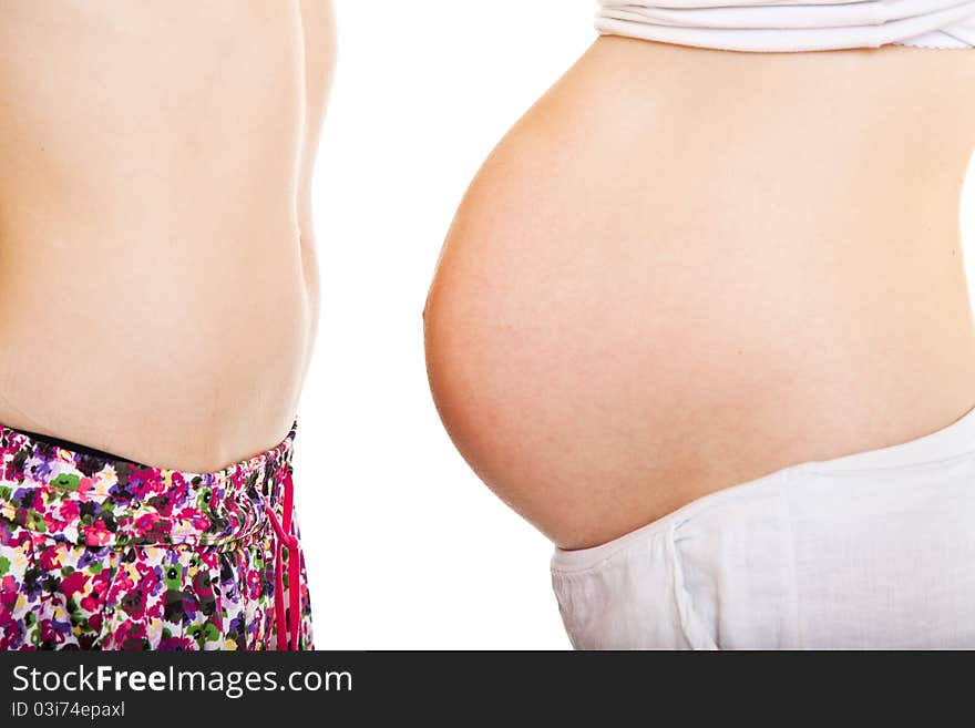 Comparision of pregnant and normal bellies