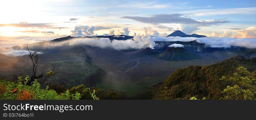 Beautiful panoramic volcano. Java Island in Indonesia. Beautiful panoramic volcano. Java Island in Indonesia