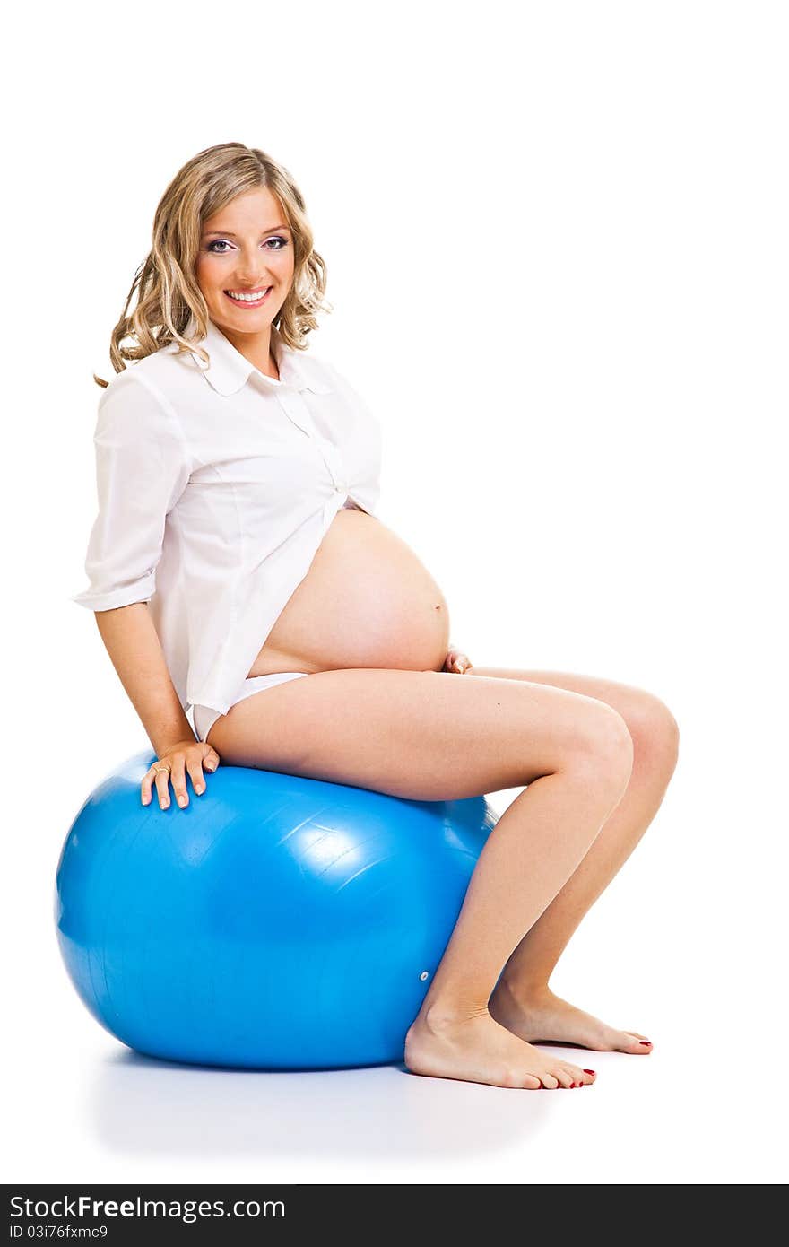 Pregnant woman with gymnastic ball