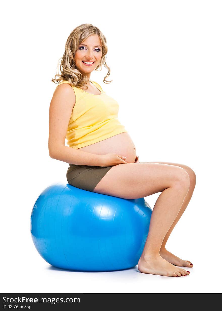 Pregnant woman with gymnastic ball