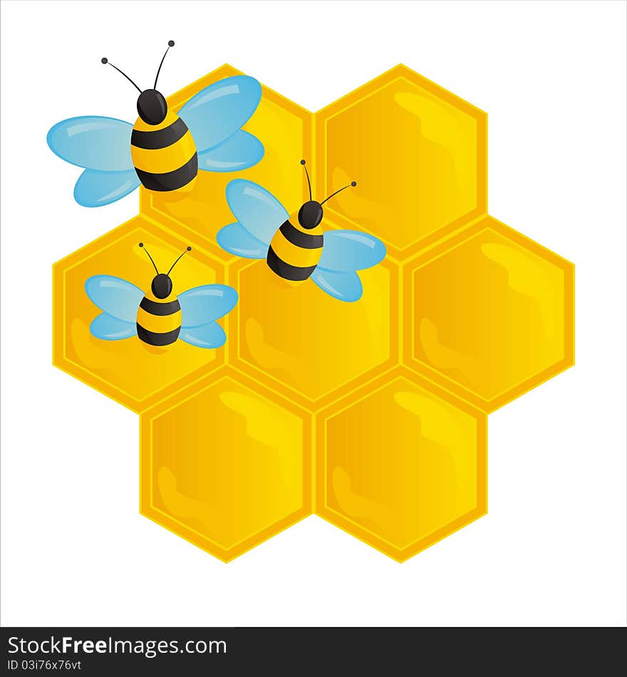 Glossy honeycombs with bees