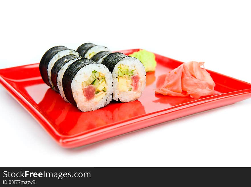 Sushi. Japanese rice, raw fish and seafood. Sushi. Japanese rice, raw fish and seafood