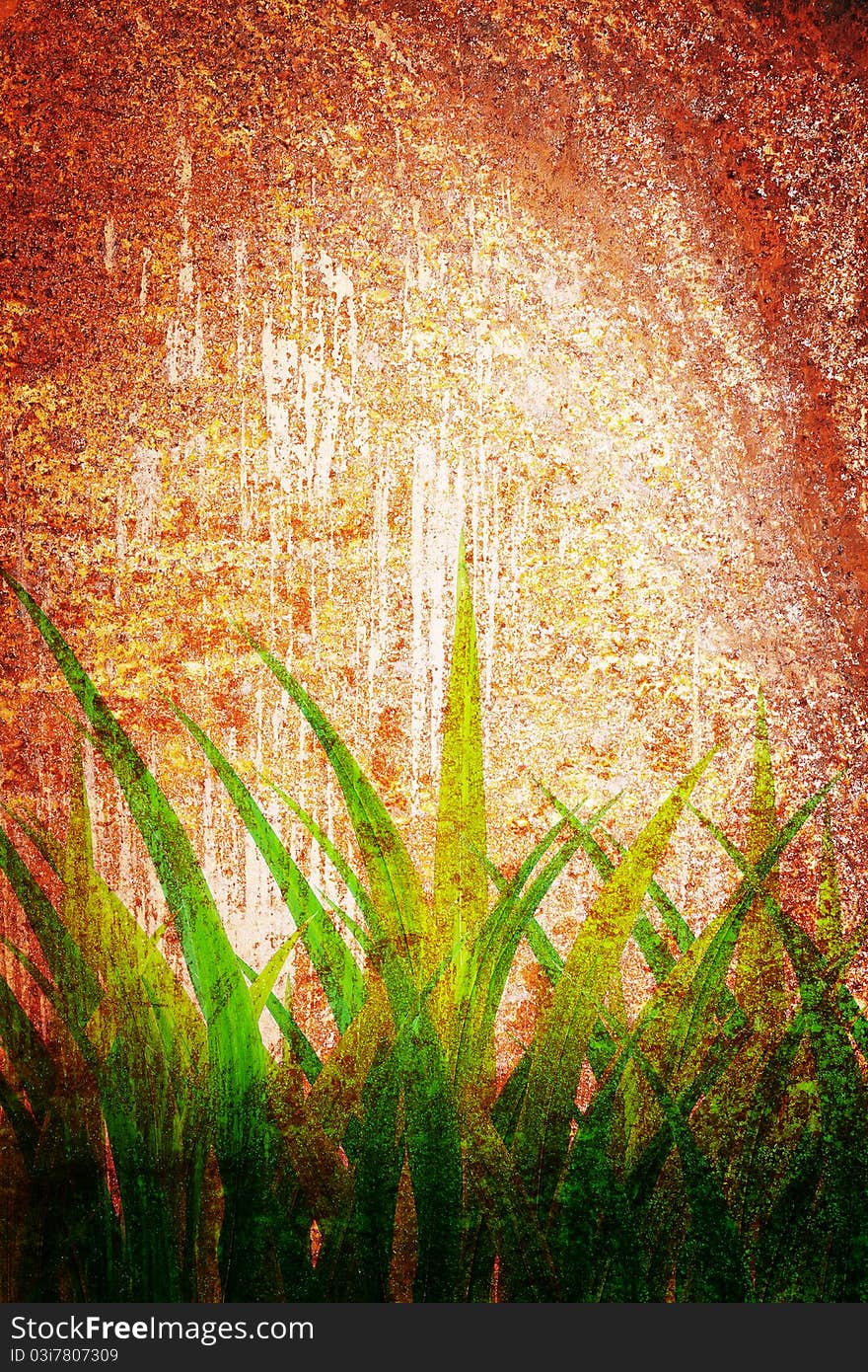 Grunge Retro Vintage Rusty Grass Pattern