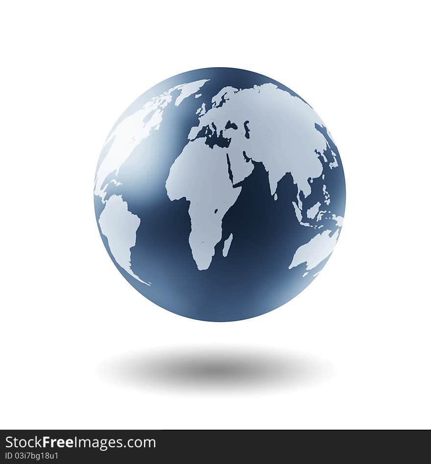 Model earth on a white background