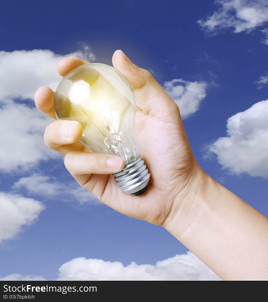 Light bulb in hand