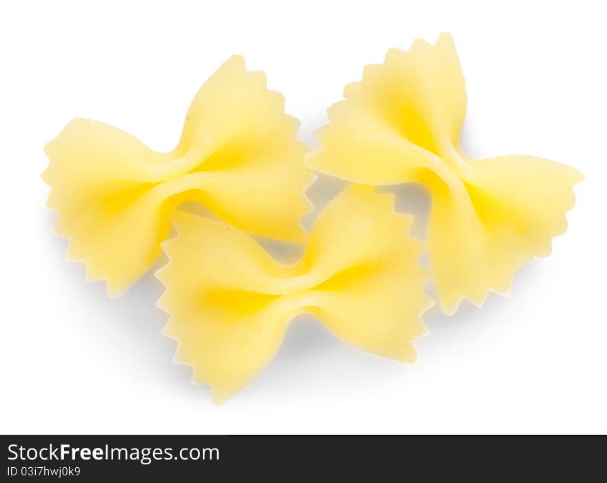 Raw pasta isolated on a white background