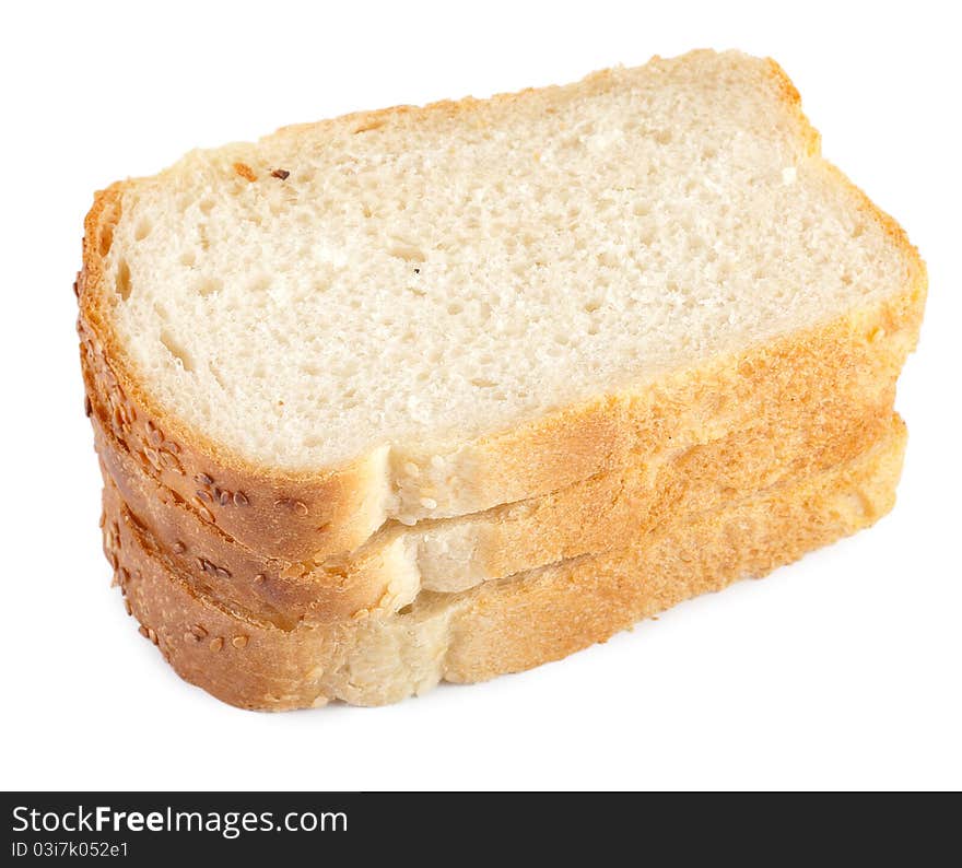 White bread isolated on a white background. White bread isolated on a white background