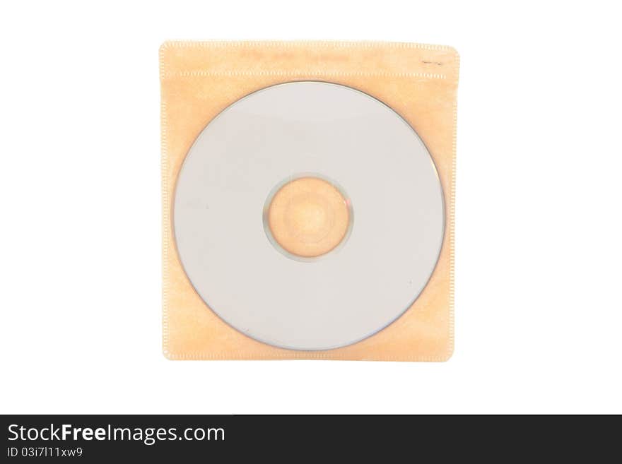 The old compack disc on white background