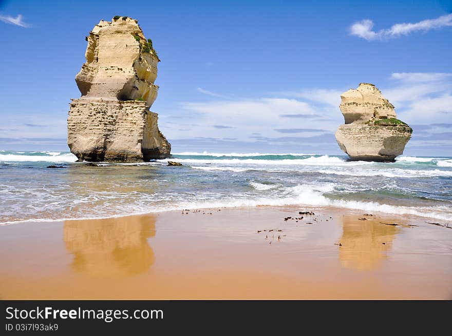 Gibson Steps and the Twelve Apostles along Great Ocean road. Gibson Steps and the Twelve Apostles along Great Ocean road