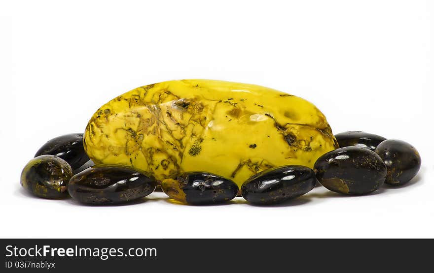 Nugget and beads of Baltic amber