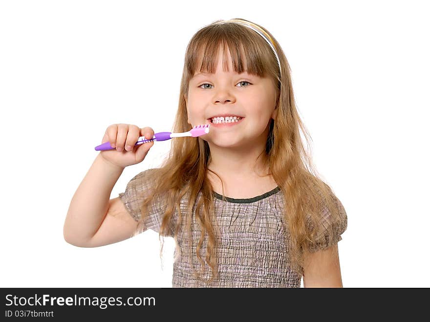 Girl with tooth-brush.