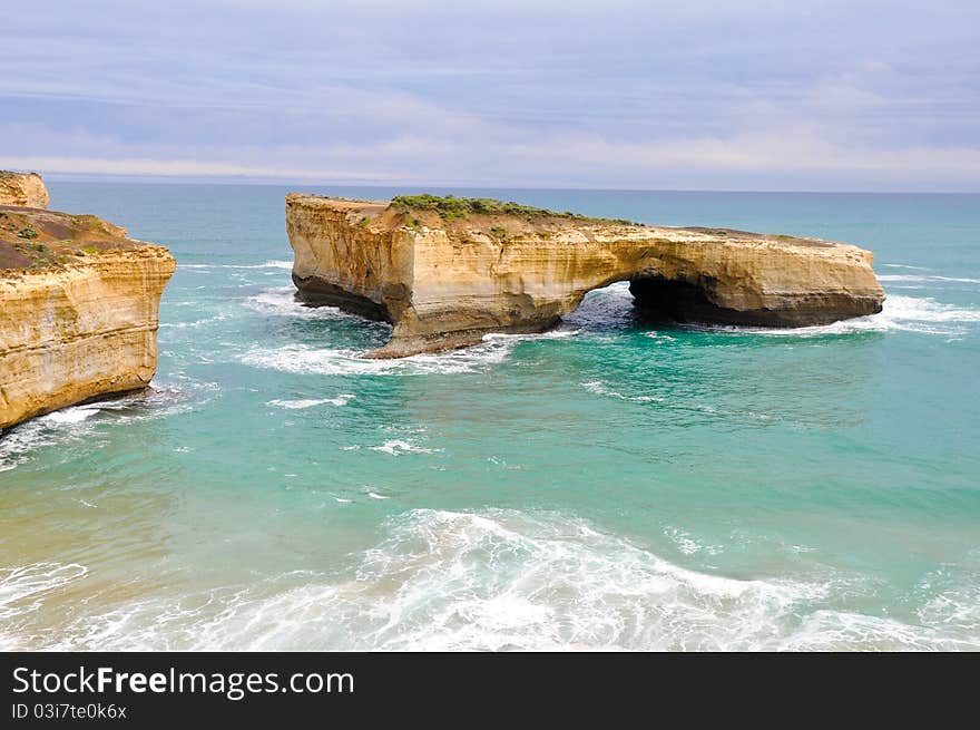 London bridge, famous rock formations in Great Ocean Rd. London bridge, famous rock formations in Great Ocean Rd