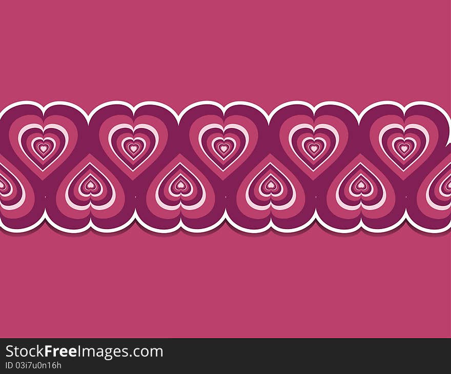 Pink retro valentine hearts border