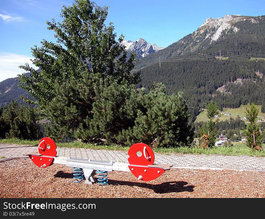 Playground for children in swiss alps mountain. Playground for children in swiss alps mountain