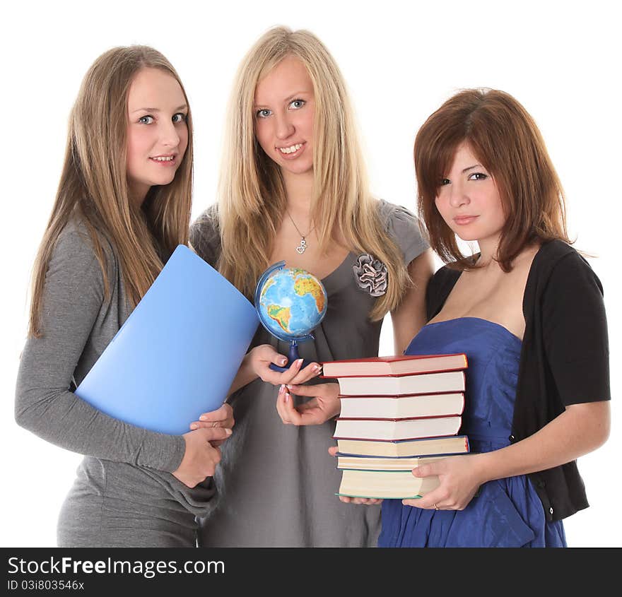 Young smiling students with books