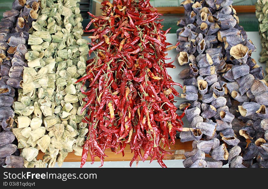 A view of dried vegetable. It's a popular food at winter in Anatolia.