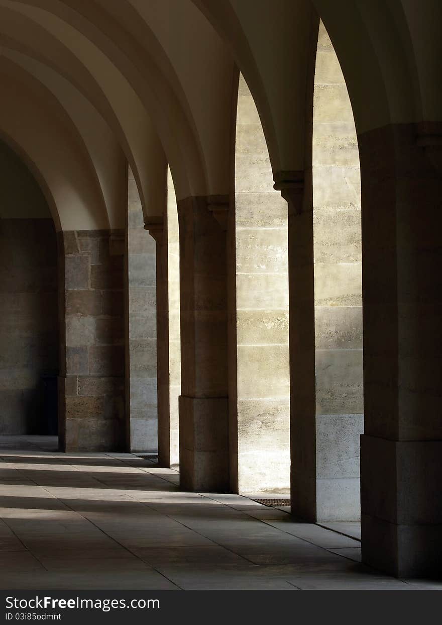 Part of the colonnade of Minoriten temple in Wien